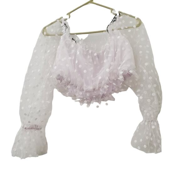 Majorelle Sheer White Crop Top (M) - Picture 7 of 8